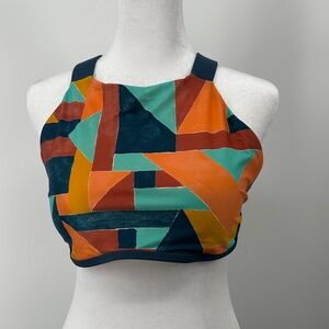 Prana Padded Swim Top Multicolor Geometric